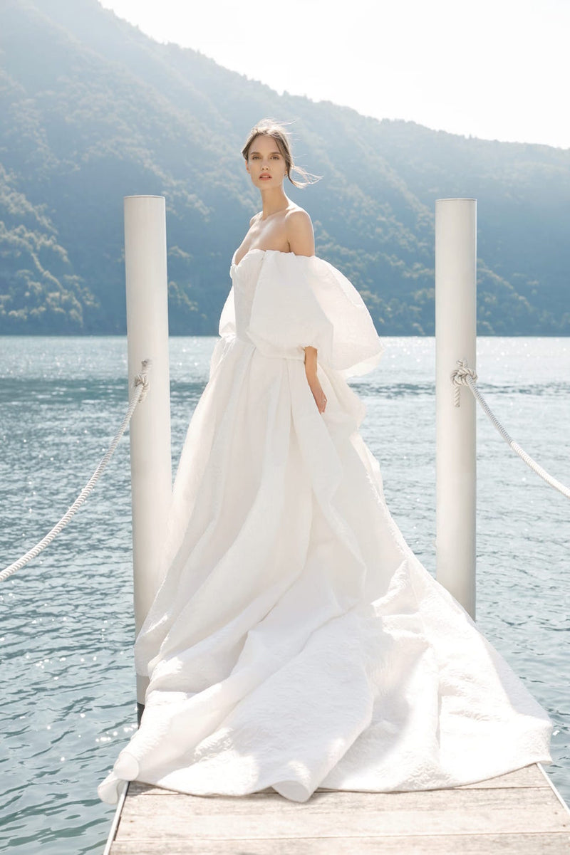 Elizabeth Grace Couture Blog. Fall 2020 bridal trends - Puff/bell sleeve wedding dress