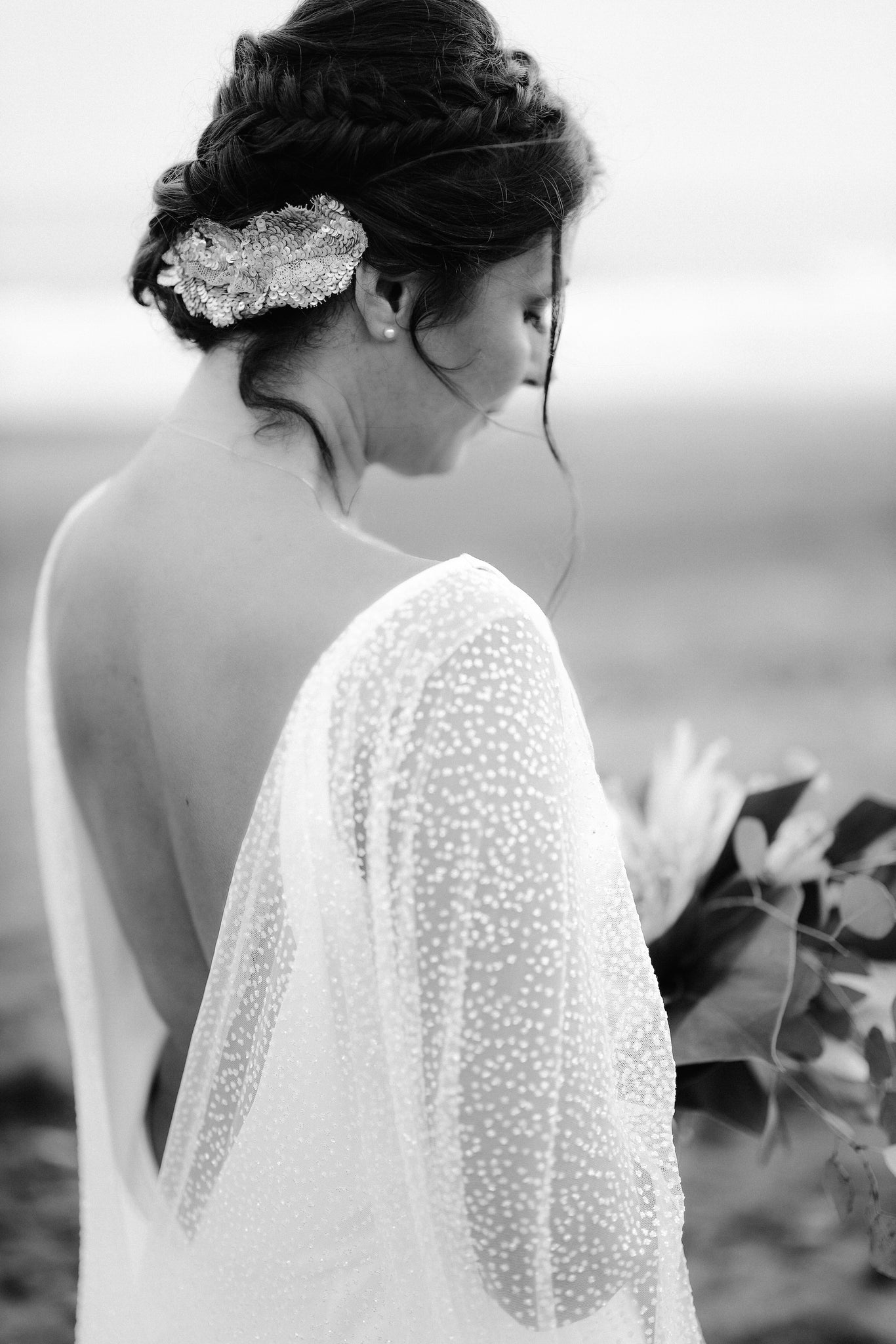 Elizabeth Grace Couture "Sarah" lace bridal cape 